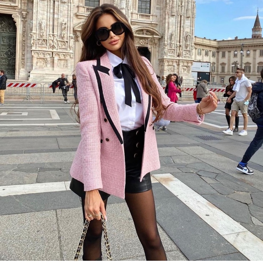 🔥 Zara BLOGGER FAV’S NWT Structured Double Breasted Blazer Contrasting Piping